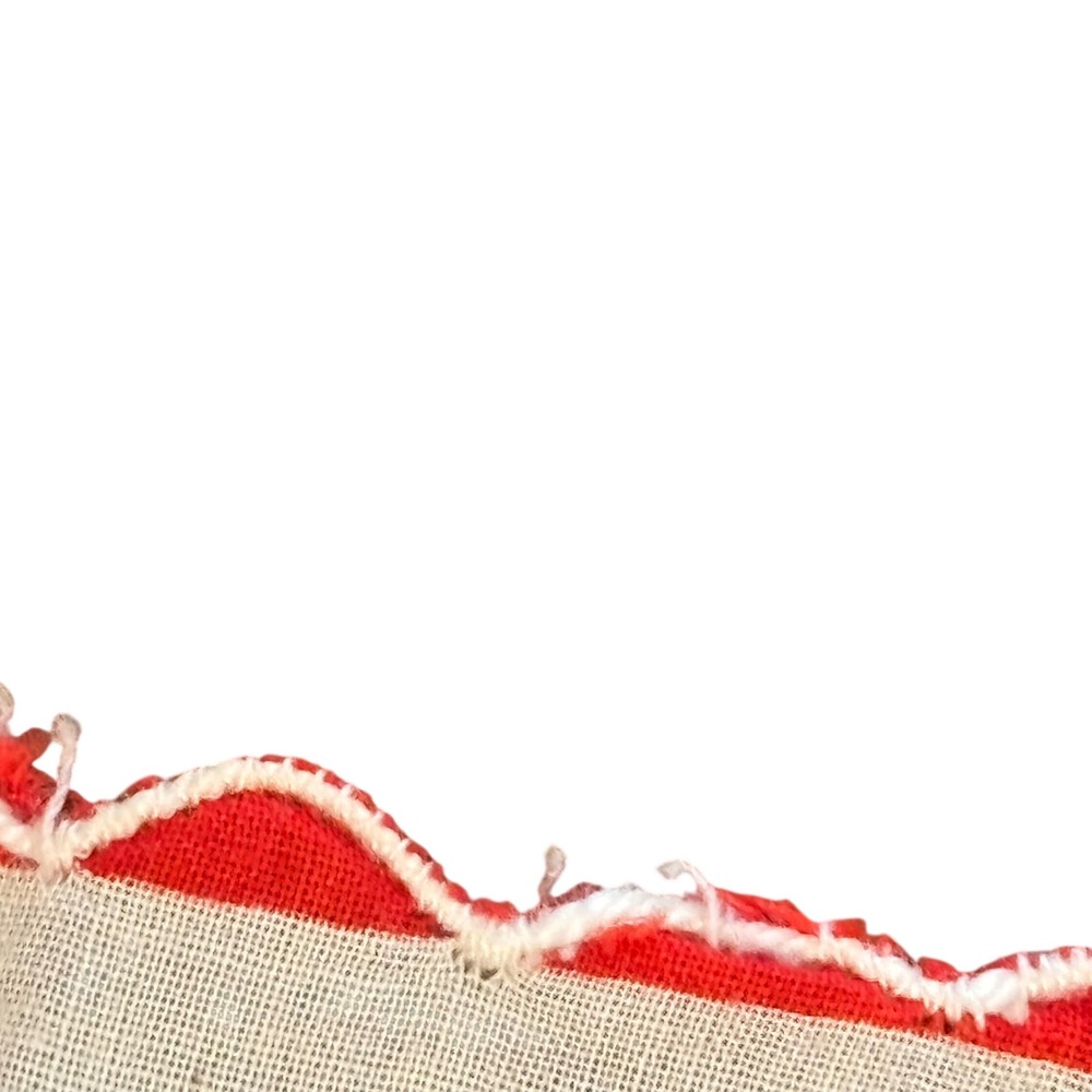 Vintage Christmas Handkerchief Poinsettia Snowflake‎ Scalloped Red White - Picture 3 of 9